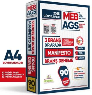 2025 MEB AGS Tarih-Coğrafya-Mevzuat Manifesto 90 Adet Branş Deneme (3x30) Fasikül Seti Çözümlü | Karakutu Yayın (Ciltsiz)  - Resim 1