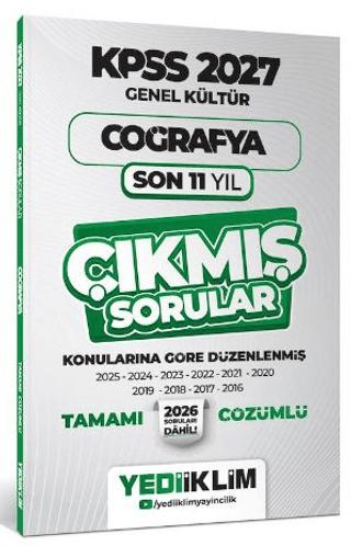 2027 KPSS Genel Kültür Coğrafya Konularına Göre Tamamı Çözümlü Son 11 Yıl Çıkmış Sorular | Yediiklim Yayınları (Ciltsiz)  - Resim 1