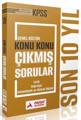 KPSS Ön Lisans Ortaöğretim Genel Kültür Konu Konu Çıkmış Sorular Son 10 Yıl