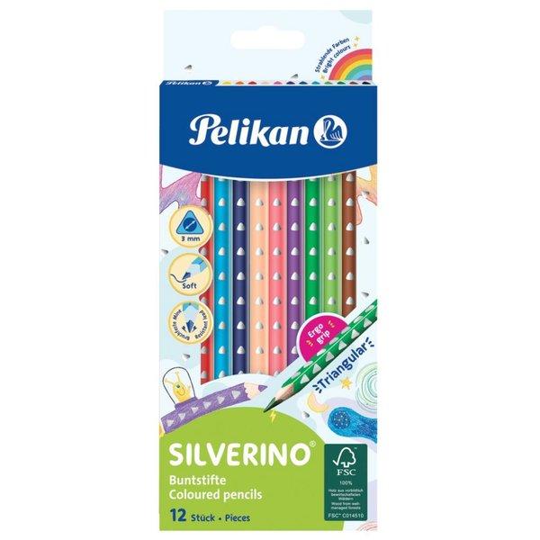 Pelikan Silverino Üçgen Kuru Boya Kalemi 12'li Set