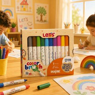 Let’s Fırça Uçlu Keçeli Kalem 12 Renk | Lets - Resim 1
